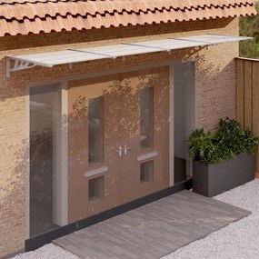Tettoia Per Porta Grigio E Trasparente 396x90 Cm Policarbonato /