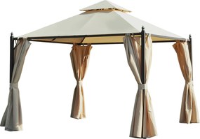 Gazebo da Giardino Impermeabile con Pannelli Laterali Beige 3x3m...