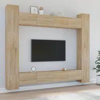 Set Mobili Porta TV 8pz Rovere Sonoma in Legno Multistrato 3114240