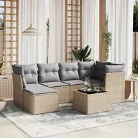 Set Divano da Giardino 7 pz con Cuscini Beige Misto Polyrattan 3263185