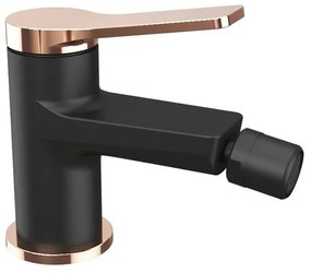 Kamalu - miscelatore bidet colore nero opaco con leva in oro rosa | kam-kanda nero-rg