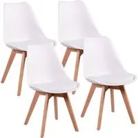 Set 4 sedie moderne con cuscino e gambe in legno bianca modello Candice