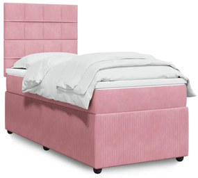 Giroletto A Molle Con Materasso Rosa 90x200 Cm İn Velluto /