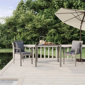 Set da pranzo da giardino 3 pz con cuscini in polyrattan grigio