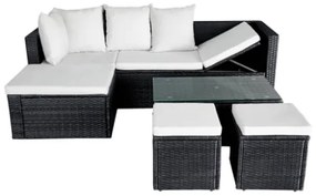 Set Divani da Giardino 4 pz con Cuscini in Polyrattan Nero