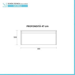 Mobile bagno sospeso 80 cm tortora e tabacco con lavabo sospeso e specchio – Numa