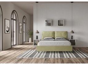 Letto matrimoniale e rete 160x190 in microfibra tč verde Antea