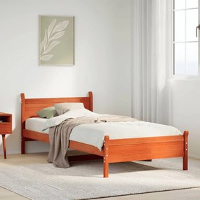 Letto Senza Materasso Marrone Cera 90x190 Cm İn Legno Di Pino /