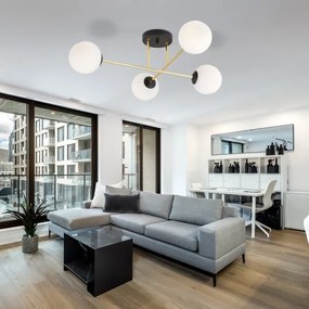 Lampadario a sospensione con supporto rigido MAGNUM 4xE14/10W/230V bianco/oro/nero