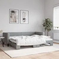 Divano Letto con Letto Estraibile Grigio Chiaro 80x200 Tessuto 3196573