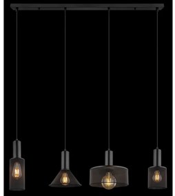 Globo 15648-4H - Lampadario a sospensione con filo JEDD 4xE27/60W/230V nero