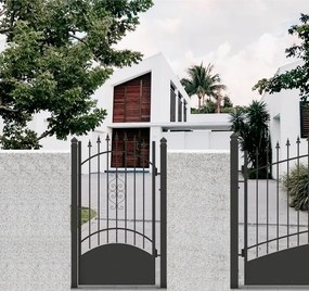 Cancello manuale battente Marmolada in ferro, apertura a destra, L 104.5, H 180-195 cm, di colore nero
