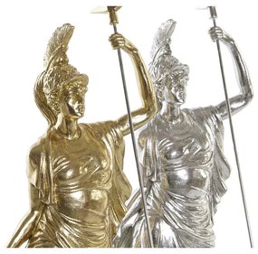 Statua Decorativa DKD Home Decor Dios Marte Dea Greca Argentato Dorato Resina (16,5 x 10,5 x 50 cm) (2 Unità)