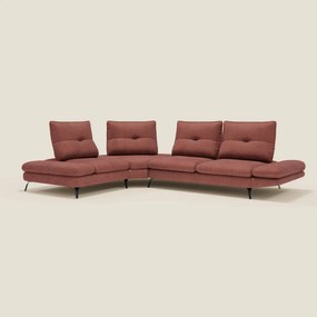 Ardex Divano Angolare - schienali traslanti e bracciolo regolabile in elegante tessuto impermeabile T06 corallo