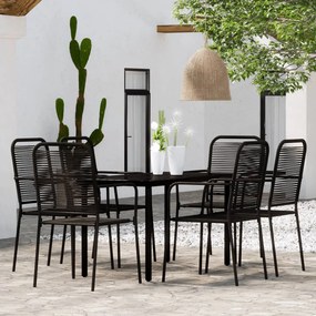 Set Mobili da Pranzo per Giardino 7 pz Nero