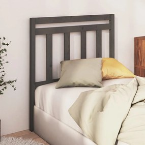 Testiera Letto Grigia 81x4x100 Cm İn Legno Massello Di Pino /