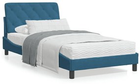 Letto con materasso blu 100x200 cm in velluto