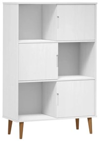 Libreria molde bianca 90x35x133,5 cm in legno massello di pino
