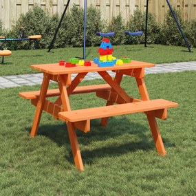 Tavolo Da Picnic Per 4 Bambini Con Foro Ombrellone Legno Abete /