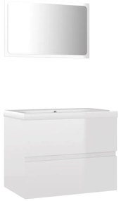 Set mobili da bagno bianco lucido in truciolato