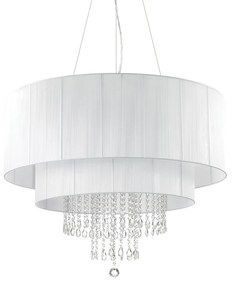 Lampadario Classico Opera Vetro,Tessuto,Cristalloistallo Bianco 10 Luci E27