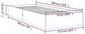 Giroletto Miele in Legno Massello 75x190 cm Small Single