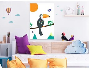 Quadro  Toucan And Butterflies (1 Part) Vertical  Larghezza x Altezza Home decor 40x60