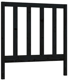 Testiera Per Letto Nera 81x4x100 Cm İn Legno Massello Di Pino /