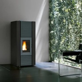 Palazzetti Martina Idro Lux 10 Stufa ermetica a Pellet Ecofire Ad Acqua con top in ghisa e acciaio Nero