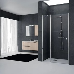 Porta doccia saloon L 157-161 cm x H 201.7 cm per nicchia in vetro trasparente SP. 6 mm, profilo lucido cromo, serie Glam