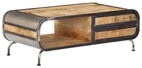 Tavolino Da Salotto 100x50x35 Cm İn Legno Massello Di Mango /