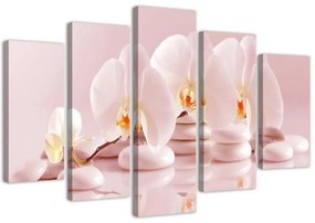 Quadro Multipannello Orchidea a fiore rosa  Dimensioni 100x70