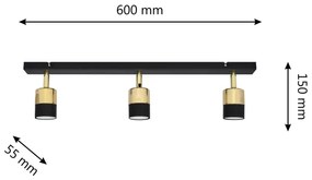 Faretto LED TUBSSON 3xGU10/4,8W/230V nero/oro