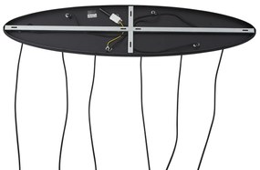 Lampada a sospensione nera con vetro ambrato, fumé e trasparente a 6 luci - Elena