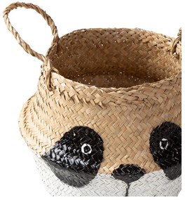 Cesto portagiochi da bambini in seagrass bianco e naturale ø 25x24 cm Panda - Compactor