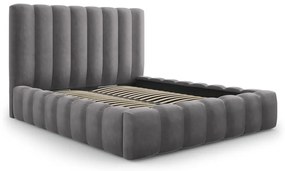 Letto matrimoniale imbottito grigio con contenitore con griglia 200x200 cm Kelp - Micadoni Home