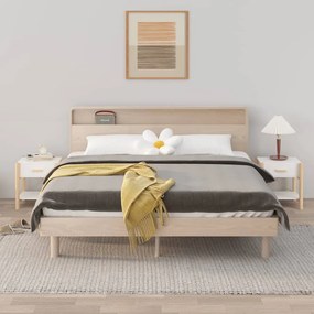 Tavolini Da Letto 2pz Bianchi 42x38x45 Cm İn Legno Multistrato /