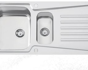 Lavello semincasso 2 vasche con gocciolatoio laterale destro o sinistro RODI Evolution 100 inox L 49 x L 99 x P 20 cm argento