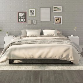 Comodini 2 Pz Bianco Lucido İn Legno Multistrato /