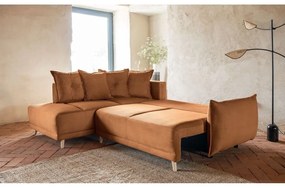 Divano letto in velluto a coste color mattone (angolo sinistro) Lazy Lukka - Miuform