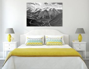 Quadro su tela – Panorama montano magnifico in bianco e nero