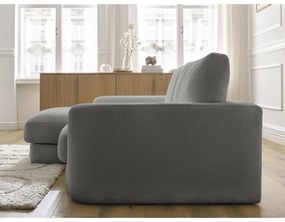 Divano angolare grigio scuro (con penisola a sinistra/con chaise lounge) con rivestimento in bouclé Leonore – Bobochic Paris