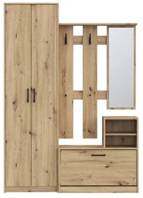 Mobile per ingresso con specchio KAVI, finitura rovere Artisan