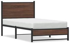 Giroletto Senza Materasso İn Metallo Rovere Marrone 75x190 Cm /