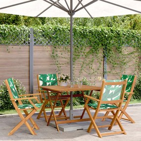 Set Pranzo Da Giardino 5 Pz Foglie İn Tessuto E Legno Massello /