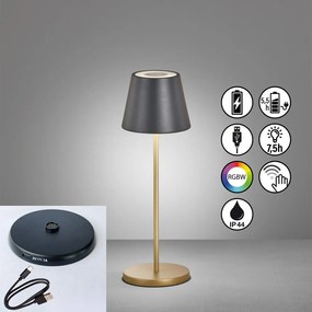 Lampada da tavolo a LED con paralume in metallo nero e oro (altezza 34 cm) Cosenza - Fischer &amp; Honsel