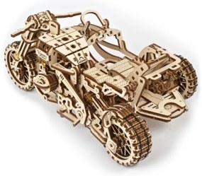 Ugears - 3D puzzle meccanico in legno Moto scrambler con carrello
