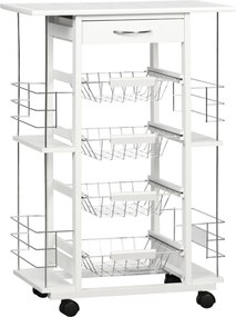 Carrello da Cucina con Ripiani e Cassetto Piano di Lavoro in Ceramica 57x37x83 cm...