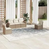 Set Divano da Giardino 5 pz con Cuscini Beige in Polyrattan 3218778