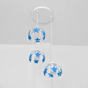Lampadario a sospensione per bambini STARS 3xE27/15W/230V blu/bianco